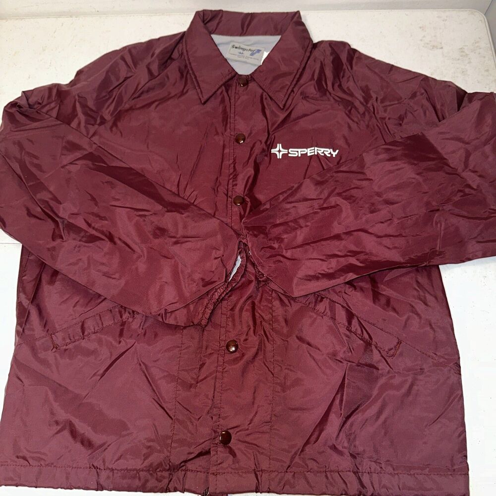 Vtg Sperry Swingster Windbreaker Mens M Maroon Nylon USA 90s Retro Jacket EUC